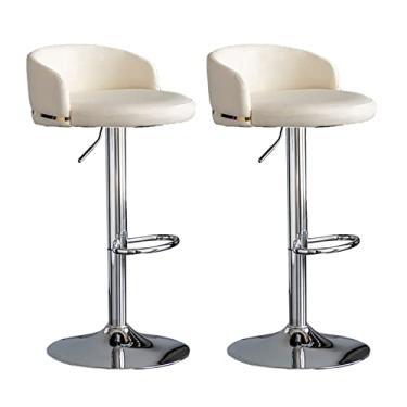 Imagem de Conjunto de 2 bancos de bar com almofada macia de poliuretano, banquetas giratórias ajustáveis, bancos de encosto baixo, 5 a 8 minutos para montar, carrega até 150 kg