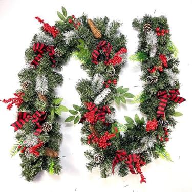 Imagem de Guirlanda de 9 pés comprimento Flexível PVC Artificial Pendente com Laço para Corrimão Escada Lareira Varanda da Frente Porta Árvore Suprimentos Festa