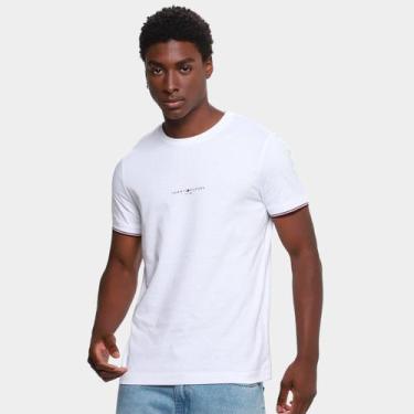 Imagem de Camiseta Tommy Hilfiger Tipped Masculina, Branco, M
