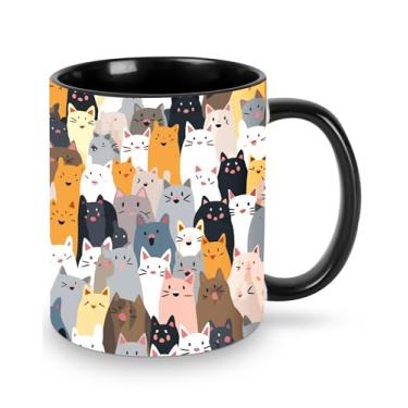 Imagem de Yamegoun Caneca de café de gato divertida xícara de chá de cerâmica novidade presente para escritório e casa mulheres meninas homens lavável na máquina de lavar louça seguro para micro-ondas 325 ml