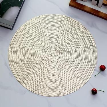 Imagem de Kit Jogo Americano PVC Antiderrapante Mesa Posta Resistente ao Calor 45x30cm Elegante(Redondo Dourado,6 Peças)