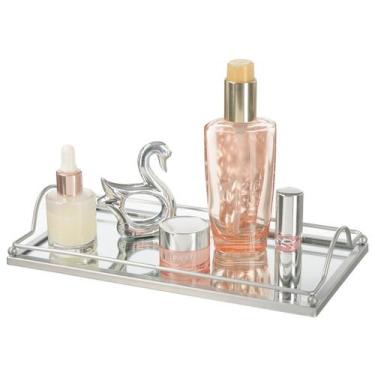 Imagem de Bandeja Decorativa Espelhada Luxo Taças Velas Perfumes Bar Lavabo Banh