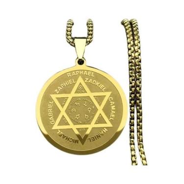 Imagem de Colar Pingente Estrela De Davi Hebraica Em Ouro E Prata Para Mulheres 