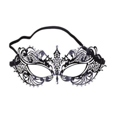 Imagem de Máscara de strass, metal perfurado, meia face, fantasia de festa - yiw