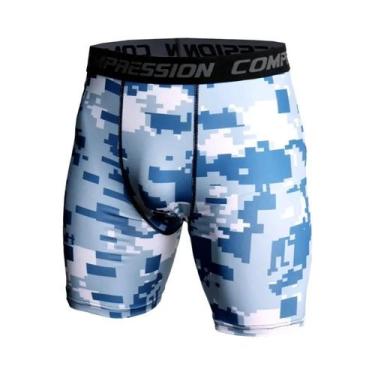 Imagem de Shorts De Compressão Masculinos Com Estampa Camuflada 3D Para Musculaç