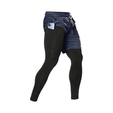 Imagem de Calças De Treino Masculinas 2 Em 1 Para Corrida, Academia, Fitness E J