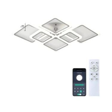 Imagem de Luminária De Teto LED Inteligente Regulável, Lustre Quadrado De Acríli