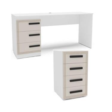 Imagem de Conjunto de Escritório Escrivaninha 163cm e Gaveteiro 40cm Valência Po