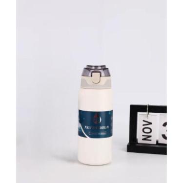 Imagem de Garrafa térmica com alça e canudo 600ml - sem marca, Branco