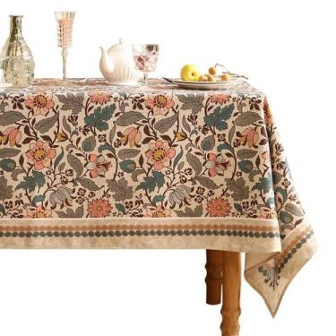 Imagem de Toalha de mesa ISAENNE Designer Boho Floral Linen 170x170cm