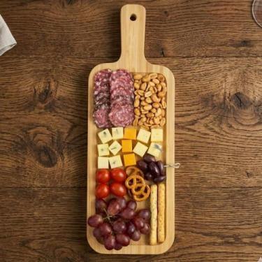 Imagem de Petisqueira de Bambu Estreita  Tábua para Churrasco, Frios, Queijos e 