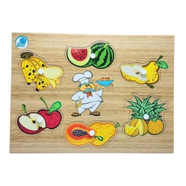Imagem de Quebra cabeça Infantil com Pinos Salada de Frutas Brinquedos Educativo