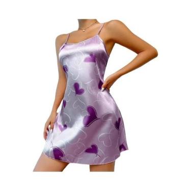 Imagem de Camisola Sexy De Cetim Com Costas Descobertas E Alças Para Mulheres, C