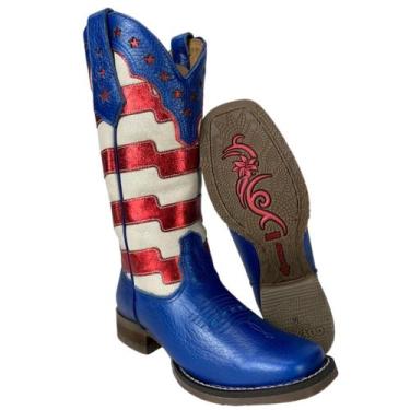 Imagem de Bota Country Texana Feminina Goyazes Azul Bico Quadrado Ref.2332-CBF, 