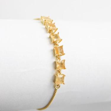 Imagem de Pulseira feminina bege transparente banhada a ouro 18k - Brimatto