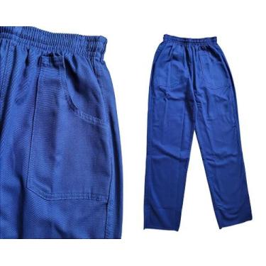 Imagem de CALÇA UNIFORME BRIM PESADO COM ELÁSTICO E BOLSOS AZUL ROYAL - Tamanho 