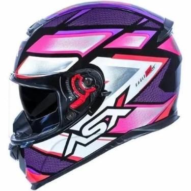 Imagem de Capacete Asx Eagle Sv Fast Brilho Preto / Lilas / Rosa, 58