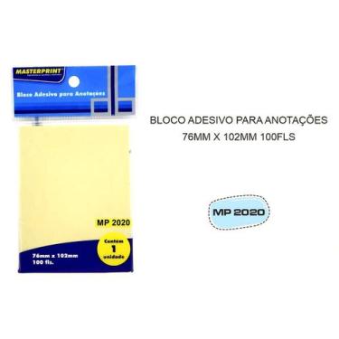 Imagem de Bloco de Notas Adesivas Amarelo 76x102mm com 100 Folhas Masterprint MP
