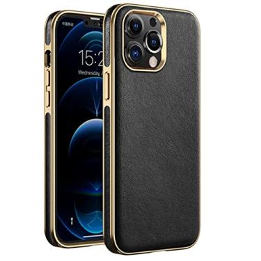 Imagem de Capa para iPhone 13 Mini/13/13 Pro/13 Pro Max, capa de telefone fina de couro premium à prova de choque leve, revestimento de TPU (poliuretano termoplástico), carregamento sem fio, preta 1,13 de 6,1 polegadas
