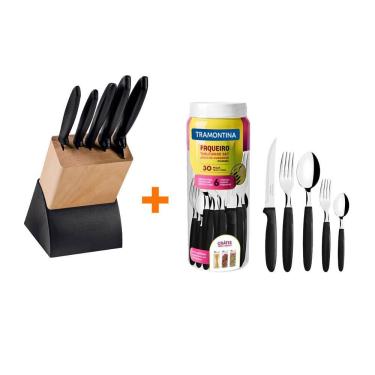 Imagem de KIT - Faqueiro Plenus 6 Peças + 1 Faqueiro 30 Peças Ipanema Preto - Tramontina
