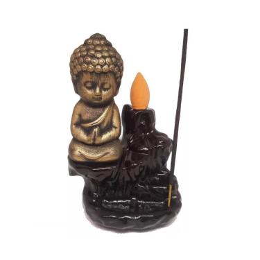 Imagem de Incensário Cascata Budinha Bronze Envelhecido + 10 Incensos