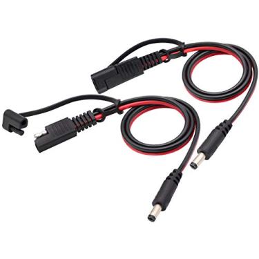 Imagem de AAOTOKK Cabo de conectores CC para SAE plugue SAE para cabos adaptadores macho DC 5,5 mm x 2,1 mm para painel solar RV automotivo, painéis de bateria solar, cabos de conexão (2 unidades)