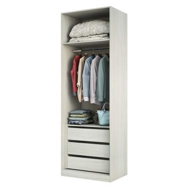 Imagem de Guarda Roupa Luciane Closet Aberto 3 Gavetas 1 Cabideiro 80,4cm - Legno Crema