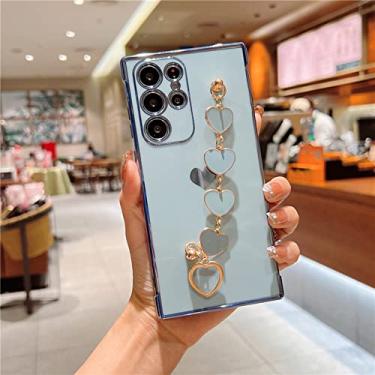 Imagem de Capa de pulseira de silicone amor coração para samsung galaxy s22 s21 ultra a52 s a53 fe a12 a 52 s 53 5g 4g 22 21 capa completa macia, azul pico, para samsung s21 fe