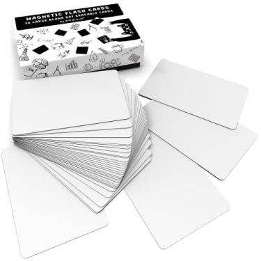 Imagem de Etiquetas magnéticas apagáveis a seco 14 x 9,4 cm, ímãs apagáveis a seco, pacote com 36, etiquetas brancas apagáveis para todos os fins, para escritório, educação, casa, quadro branco