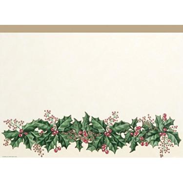 Imagem de Creative Converting Capa de mesa de plástico com estampa de borda azevinho de inverno, 137 x 272 cm