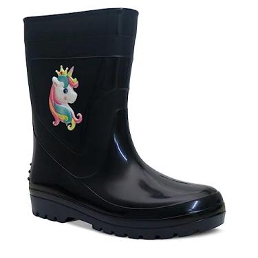 Imagem de Bota Feminina Menina Nº 25 Ao 32 Galocha Infantil Unicórnio 09.17 (Preto, BR, Criança de 4 a 8 anos, Numérico, 28)
