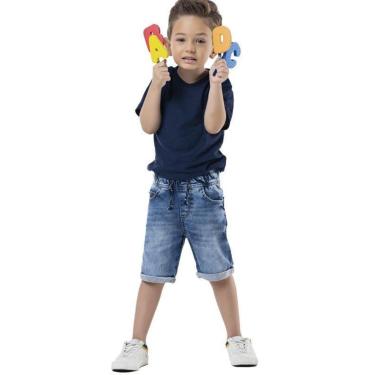 Imagem de Bermuda Jeans Com Stretch Estonado Infantil Menino Tam 4 a 12 - Mania Kids-Masculino