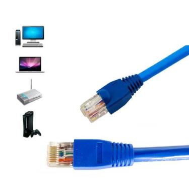 Imagem de Patch Cord Cabo De Rede Cat6 15m Metros 15m Cat6 - Rj45 Azul - Tozz