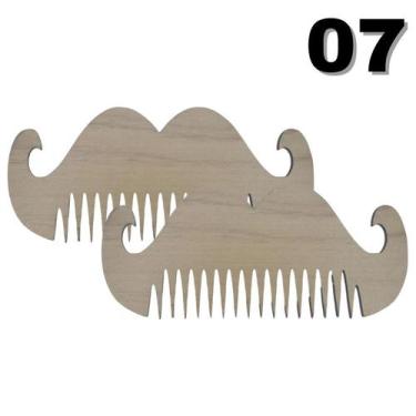 Imagem de 2 Pentes para Bigode e Barba Modelo 07 cor Bege MDF Bigode - LUALKI