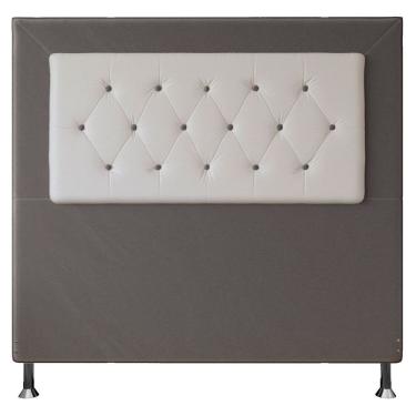 Imagem de Cabeceira Casal 1,40m Havana Suede Branco Cinza