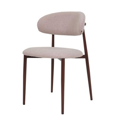 Imagem de Cadeira Lucy Com Estofado em Linho Nude e Estrutura Metálica para Ambientes Clássicos e Modernos