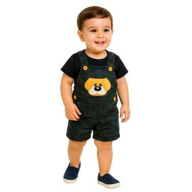 Imagem de Roupas De Bebê Jardineira Brim Jeans Cachorrinho Infantil - anjo da ma