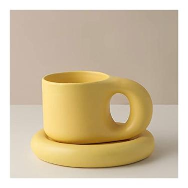 Imagem de Caneca Cerâmica Espresso Canecas Copos de Café Caneca Fascinante com Pires Conjunto Presentes Criativos (300ml) Caneca de Café (Cor: 1)