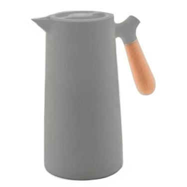 Imagem de Garrafa Térmica Nórdica 1 Litro Cabo De Madeira Café Chá Mate(Cinza 1 Litro)