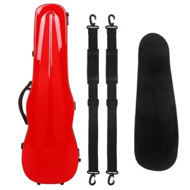 Imagem de Estojo De Violino De Fibra De Carbono Colorido Com Termômetro Resistente À Pressão E Leve Estojo De Ombro 4/4 Estojo De Violino Estojo para instrumento de violino(Red)