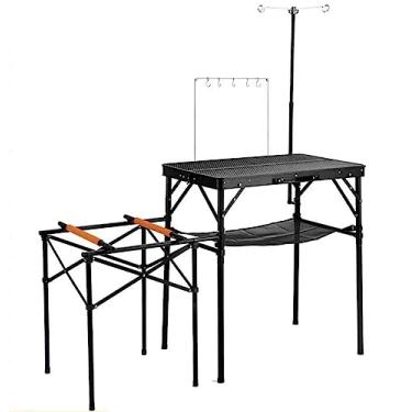 Imagem de GridS Mesa dobrável para acampamento ao ar livre, equipamento de piquenique, fácil de instalar, fogão de cozinha móvel, estação de cozinha ao ar livre