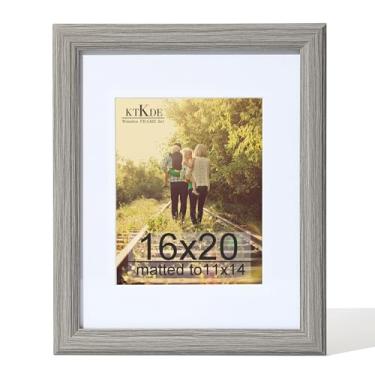 Imagem de KTKDE Moldura de vidro real de 40,6 x 50,8 cm, moldura para pôster, 28 x 35 cm com tapete ou 40 x 50 cm sem tapete, moldura composta de madeira de estilo moderno, moldura de parede de galeria cinza de