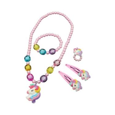 Imagem de Conjunto De Joias De Unicórnio Para Crianças: Colar, Pulseira, Anel E 