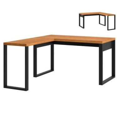 Imagem de Mesa P- Escritório De Canto 135X158cm Em Mdf F22 Freijó-Pret - DALLA C