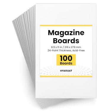 Imagem de HYARUAT Quadros de revistas – Pacote com 100, 24 pontos livres de ácido, 21 x 27 cm, ideal para armazenamento de revistas e organizador de tecido