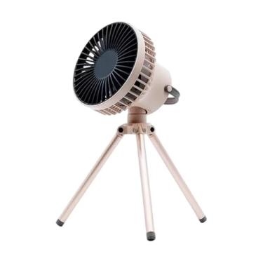 Imagem de IEUDNS Fã de verão de fã de tripé de acampamento com luz Fácil de limpar a limpeza, multifuncional pendurado para externo interno