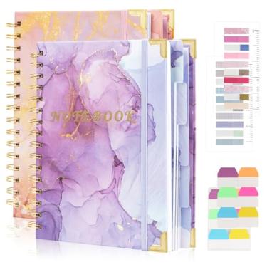 Imagem de Kutoda Cadernos espirais para trabalho, 240 páginas pautadas em espiral, diário com 5 assuntos A5 para escrita, cadernos de diário de 21 x 15 cm para material de escritório escolar (roxo e rosa)