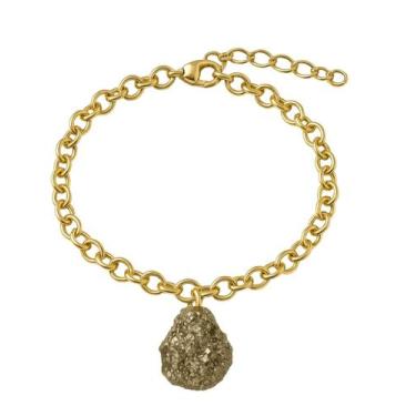 Imagem de Pulseira de Pirita - Cristal Natural, Banho Ouro 18k