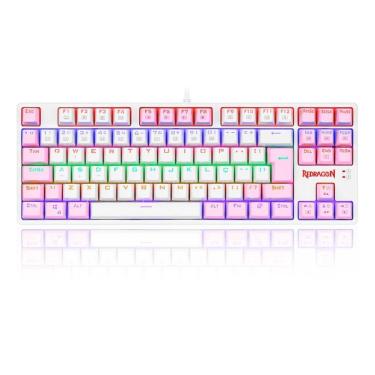 Imagem de Teclado Mecânico Gamer Redragon Daska Lollipop - Switch Brown - Branco e Rosa - K576WP-R PT-BROWN-Unissex