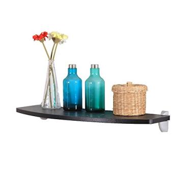 Imagem de Prateleira de madeira de montagem na parede simples prateleira de parede conjunto de prateleira superior design curvo (cor: preto, tamanho: 80241,6 cm)